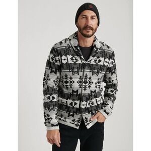Lucky Brand Ombre Southwestern Print Shawl Cardigan Men Small Black Multi NWOT